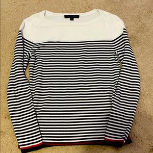 Navy Blue and White striped sweater